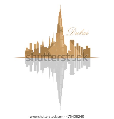 Isolated Dubai skyline on a white background, Vector illustration