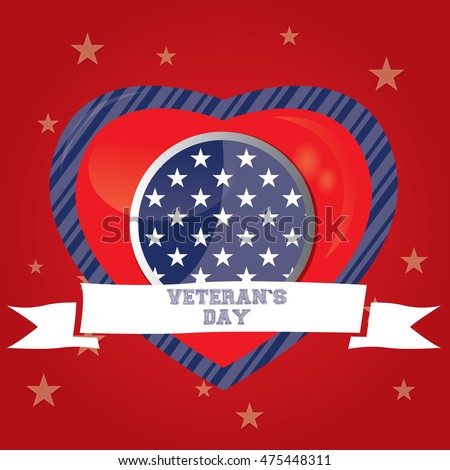 Veteran's day background with a heart and a ribbon, Vector illustration