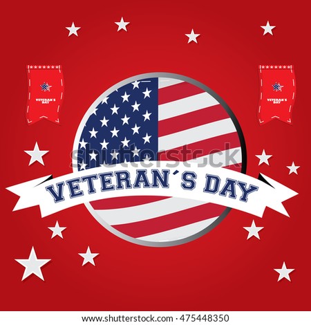 Veteran's day background with an isolated american label, Vector illustration