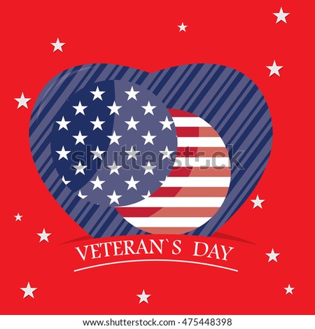 Veteran's day background with a striped heart, Vector illustration