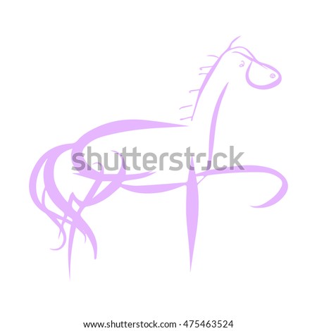 Children drawing fun horse on white background, vector illustration