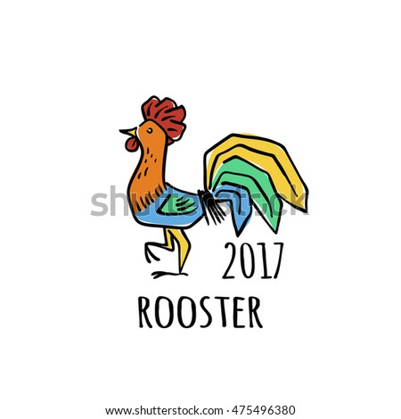 Rooster Logo template. 2017 vector illustration. Oriental zodiac symbol.