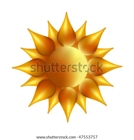 The gold abstract sun or flower. Vector.