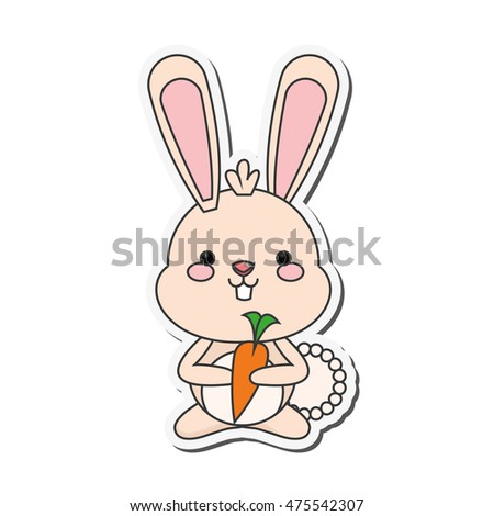 flat design cute rabbit cartoon icon vector illustration