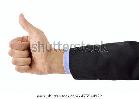 closeup of hand of a businessman gesture of ok isolated on white background