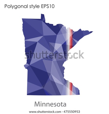 Minnesota state map in geometric polygonal,mosaic style.Abstract gems triangle,modern design background. Vector illustration EPS10