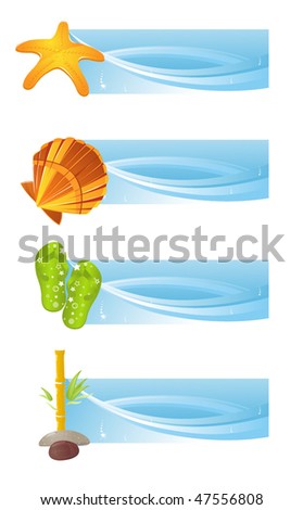 Beach Illustration with seashells and starfish; great for banner ads
