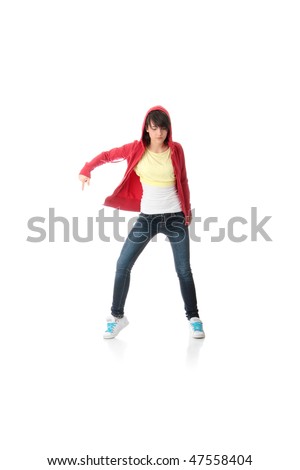 Young pop dancer, isolated on white background
