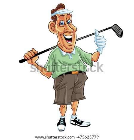 Golfer Golf Player Man Cartoon Character Design Vector Illustration
