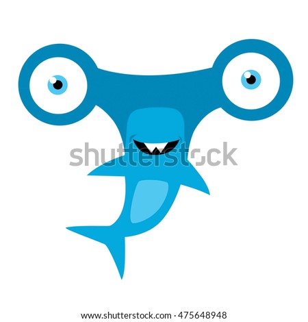 Hammerhead Shark Mascot Vector Cartoon Flat Design Art Icon
