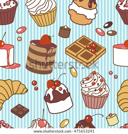Vector seamless pattern with cakes