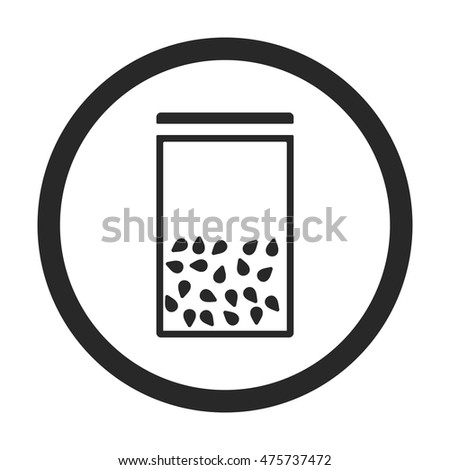 Zipper packet with seeds symbol sign simple icon on background