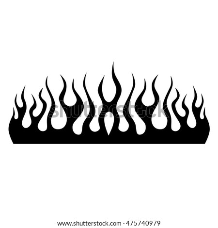 Flame tattoo tribal vector design sketch. Fire black isolated template logo on white background.
