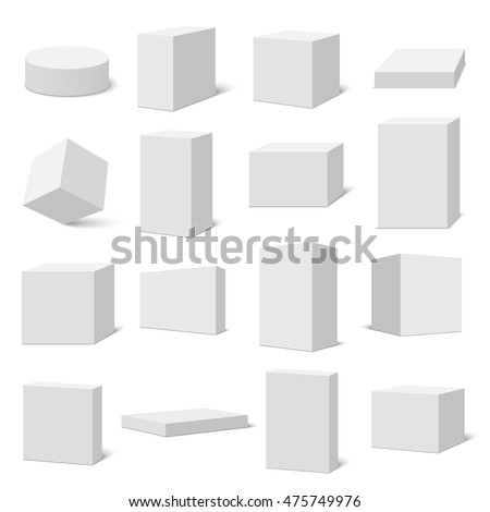 Set of white boxes. Vector illustration. Royalty-Free Stock Photo #475749976