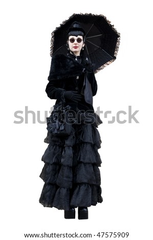 Gothic woman on a white background