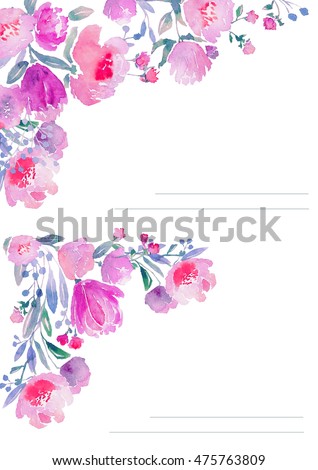Watercolor floral composition.  Hi-res file. Hand painted. Raster illustration.