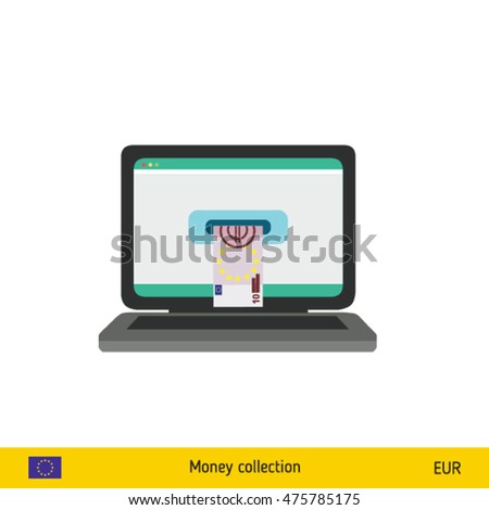 Online shopping. Euro banknote. E-commerce platform concept vector illustration.