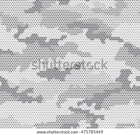 Urban camouflage seamless pattern. Hexagon (honeycomb) texture. Black and white color. Royalty-Free Stock Photo #475785469