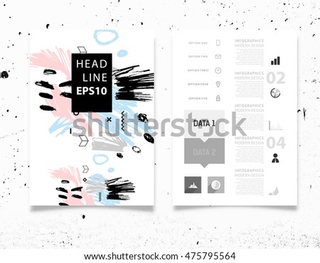 Hand Drawn Universal Art. Design for Flyers, Placards, Posters, Invitations, Brochures. Artistic Creative Template. Abstract Modern Style