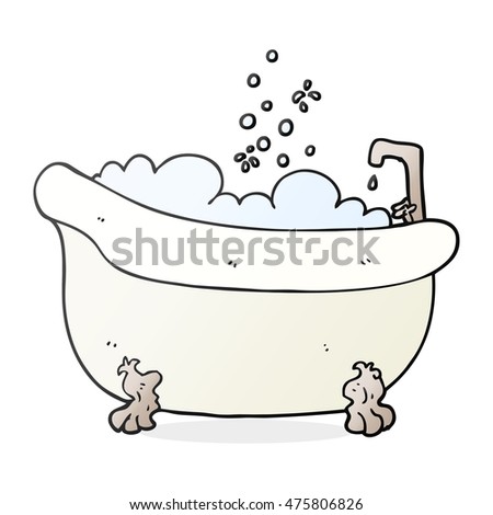 freehand drawn cartoon bath full of water