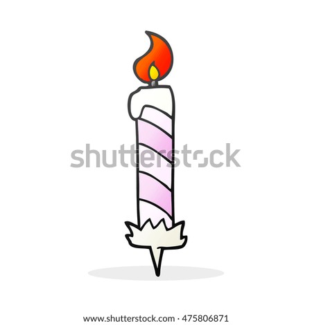 freehand drawn cartoon birthday cake candle