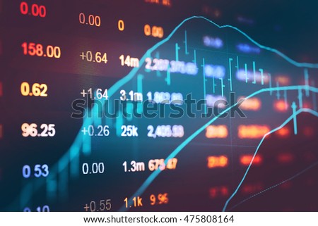 Data analyzing in emerging market trading: the charts and summary info for making emerging market trading. Charts of financial instruments in emerging market to do technical analysis. Royalty-Free Stock Photo #475808164