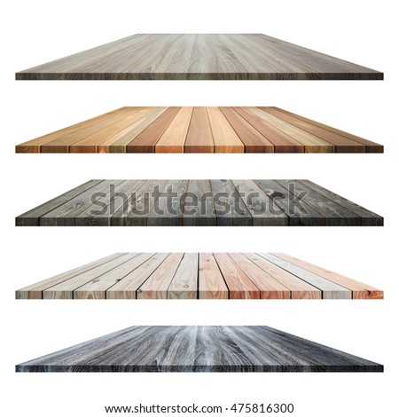 Set of wooden flooring isolated on white background. For product display. Saved with clipping path