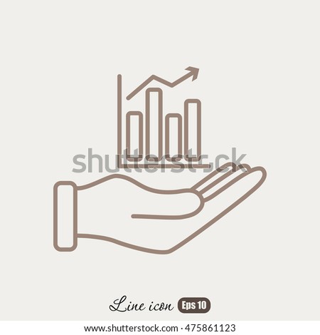 Line icon- chart and hand