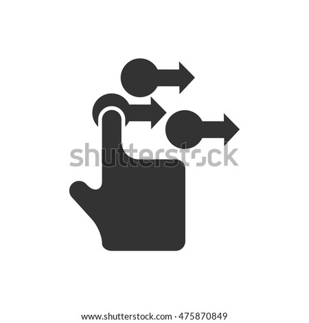 Finger gesture icon in single grey color. Gadget touch track pad display smartphone laptop computer