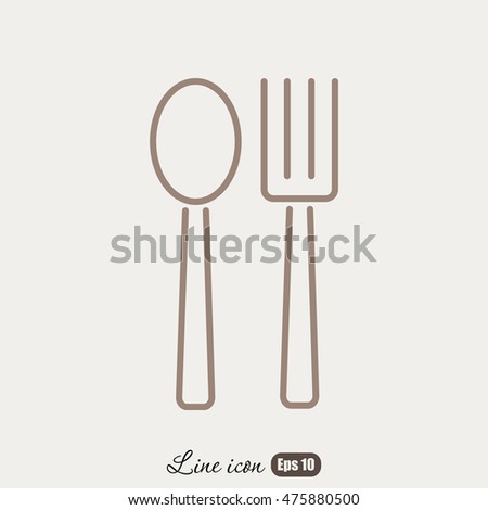 Line icon- 
fork and spoon