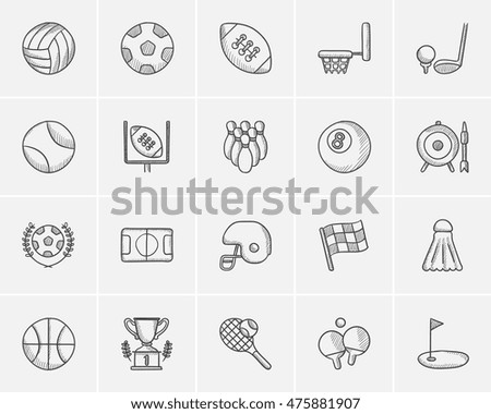 Sport sketch icon set for web, mobile and infographics. Hand drawn sport icon set. Sport vector icon set. Sport icon set isolated on white background.