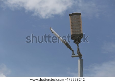 Pole of LED Lighting outdoor on sky background.