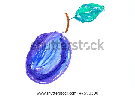 Plum with leaf drawing