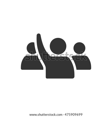 People raise hand icon in single color. Business finance buying auction student answer Royalty-Free Stock Photo #475909699