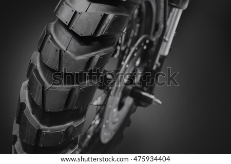 Motorbike wheels tire ,black and white tone
