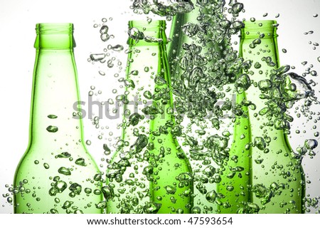 Background with colour bottle and bubbles water