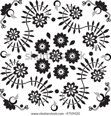 Decorative ornate, square tile vector with organic elements.