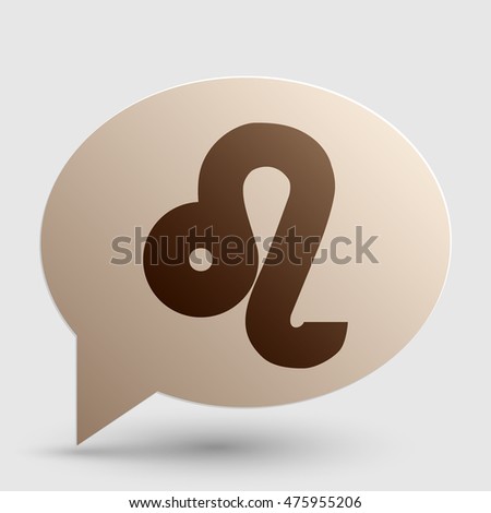 Leo sign illustration. Brown gradient icon on bubble with shadow.