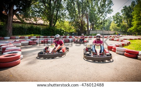 Go kart speed drive race Royalty-Free Stock Photo #476012488