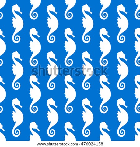 Seahorses floating in the water. Seamless pattern.