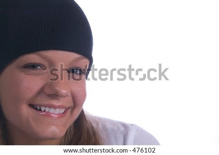teen girl in beanie hat
