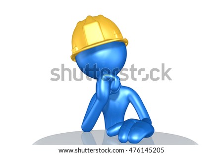 Construction Worker Character 3D Illustration