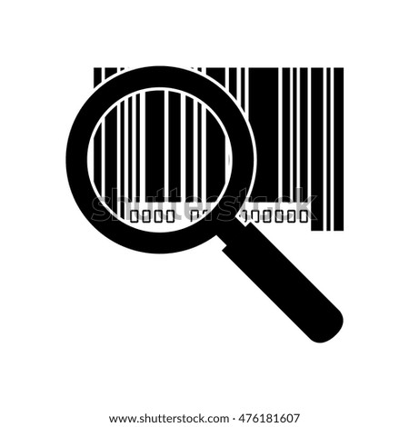 lupe magnifying glass barcode with serial number data information scanner vector illustration