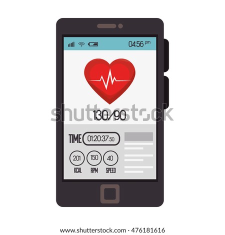 smartphone mobile healthy application heart cardio application vector illustration 