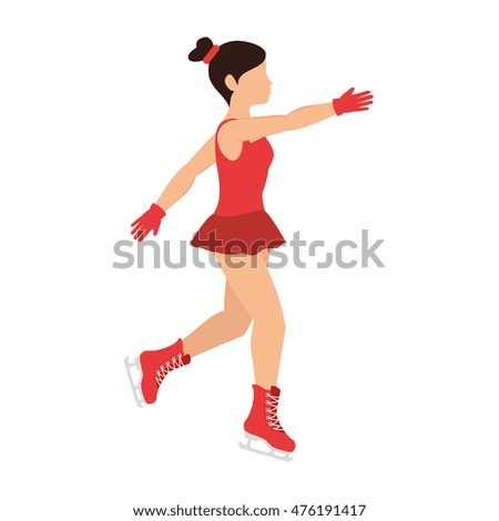 ice skate girl cartoon dancing pose sport vector illustration
