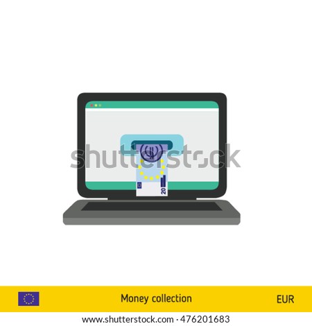 Online shopping. Euro banknote. E-commerce platform concept vector illustration.