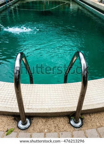 Stainless steel pool bars , swimming pool , rail , water, blue,