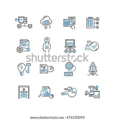 Set of thin line business icons