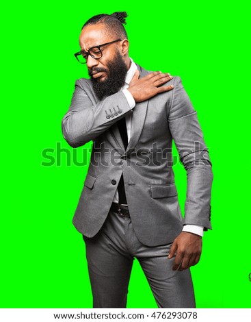 business black man suffering shoulders ache