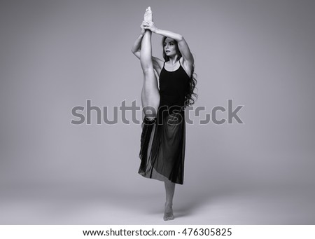 Ballet dancer woman dance black and white